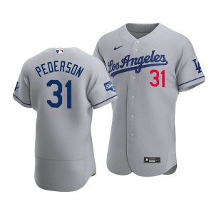 MLB Dodgers 31 Joc Pederson Grey 2020 World Series Champions Flexbase Men Jersey