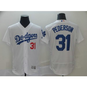 MLB Dodgers 31 Joc Pederson White Flexbase Men Jersey