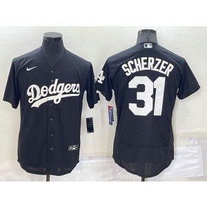 MLB Dodgers 31 Max Scherzer Black Cool Base Baseball Men Jersey