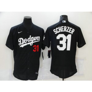 MLB Dodgers 31 Max Scherzer Black Flexbase Men Jersey