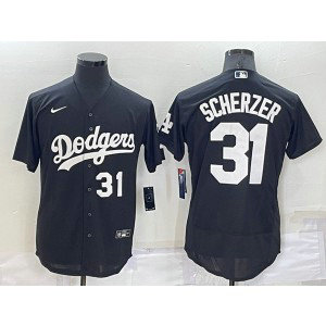 MLB Dodgers 31 Max Scherzer Black Nike Cool Base Baseball Men Jersey