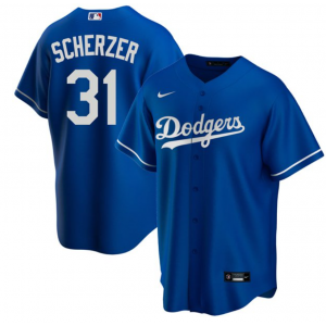 MLB Dodgers 31 Max Scherzer Blue Nike Cool Base Men Jersey