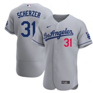 MLB Dodgers 31 Max Scherzer Grey Nike Flexbase Men Jersey