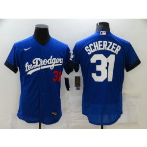 MLB Dodgers 31 Max Scherzer Royal 2021 City Connect Flexbase Men Jersey