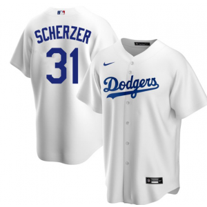 MLB Dodgers 31 Max Scherzer White Nike Cool Base Men Jersey
