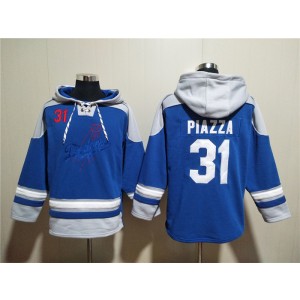 MLB Dodgers 31 Mike Piazza Blue Ageless Must-Have Lace-Up Pullover Hoodie