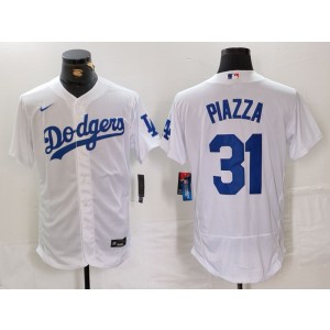 MLB Dodgers 31 Piazza White Nike Flexbase Men Jersey