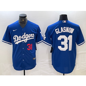MLB Dodgers 31 Tyler Glasnow Blue Nike Cool Base Men Jersey