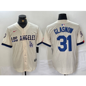 MLB Dodgers 31 Tyler Glasnow Cream 2024 City Connect Nike Cool Base Men Jersey