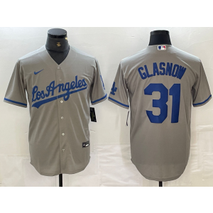 MLB Dodgers 31 Tyler Glasnow Grey City Nike Cool Base Men Jersey