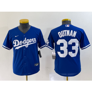 MLB Dodgers 33 Outman Blue Nike Cool Base Women Jersey