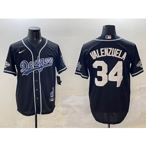 MLB Dodgers 34 Fernando Valenzuela Black 2024 World Series Champion Nike Cool Base Men Jersey