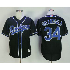 MLB Dodgers 34 Fernando Valenzuela Black Cool Base Men Jersey