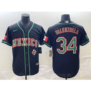 MLB Dodgers 34 Fernando Valenzuela Black Mexico Nike Cool Base Men Jersey