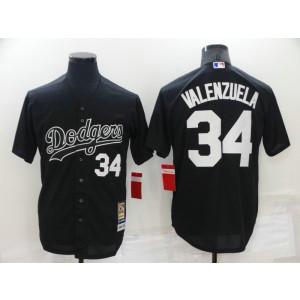 MLB Dodgers 34 Fernando Valenzuela Black Nike Cool Base Men Jersey