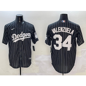 MLB Dodgers 34 Fernando Valenzuela Black Nike Cool Base Men Jersey