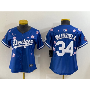 MLB Dodgers 34 Fernando Valenzuela Blue 2025 Tokyo Series Nike Cool Base Women Jersey