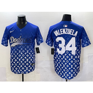 MLB Dodgers 34 Fernando Valenzuela Blue Fashion Nike Cool Base Men Jersey