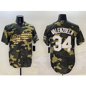 MLB Dodgers 34 Fernando Valenzuela Camo Nike Cool Base Men Jersey