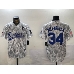 MLB Dodgers 34 Fernando Valenzuela Camo Nike Cool Base Men Jersey