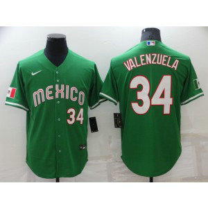 MLB Dodgers 34 Fernando Valenzuela Green Mexico Nike Cool Base Men Jersey