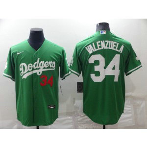 MLB Dodgers 34 Fernando Valenzuela Green Nike Cool Base Men Jersey