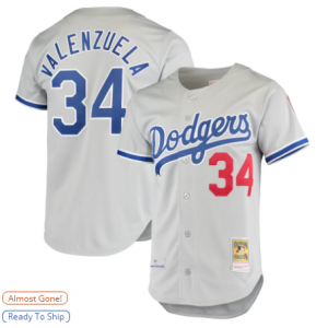 MLB Dodgers 34 Fernando Valenzuela Grey Throwback Men Jersey
