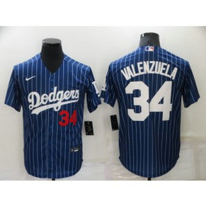 MLB Dodgers 34 Fernando Valenzuela Navy Nike Cool Base Men Jersey
