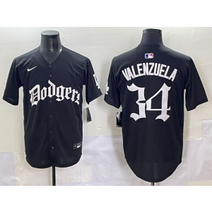 MLB Dodgers 34 Fernando Valenzuela New Black Nike Cool Base Men Jersey