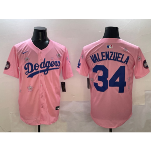 MLB Dodgers 34 Fernando Valenzuela Pink 2025 Tokyo Series Nike Cool Base Men Jersey