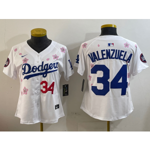 MLB Dodgers 34 Fernando Valenzuela White 2025 Tokyo Series Nike Cool Base Women Jersey