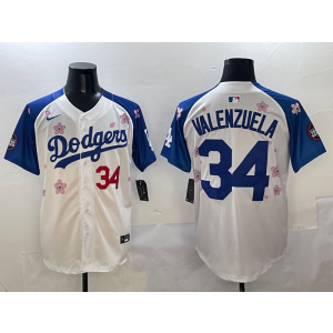 MLB Dodgers 34 Fernando Valenzuela White Blue 2025 Tokyo Series Nike Cool Base Men Jersey