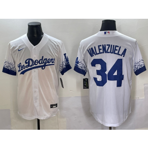 MLB Dodgers 34 Fernando Valenzuela White City Nike Cool Base Men Jersey