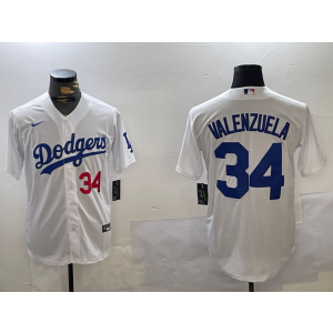 MLB Dodgers 34 Fernando Valenzuela White Nike Cool Base Men Jersey