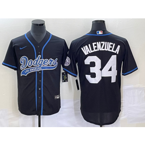 MLB Dodgers 34 Toro Valenzuela Black Baseball Nike Cool Base Men Jersey