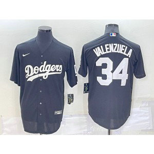 MLB Dodgers 34 Toro Valenzuela Black Cool Base Baseball Men Jersey