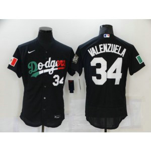 MLB Dodgers 34 Toro Valenzuela Black Mexico Flexbase Men Jersey