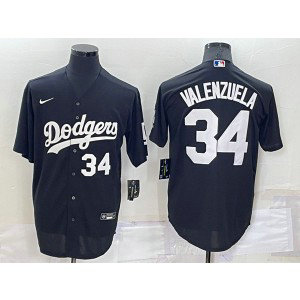 MLB Dodgers 34 Toro Valenzuela Black Nike Cool Base Baseball Men Jersey