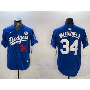 MLB Dodgers 34 Toro Valenzuela Blue 2024 World Series Nike Cool Base Men Jersey