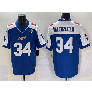 MLB Dodgers 34 Toro Valenzuela Blue Nike Cool Base Men Jersey
