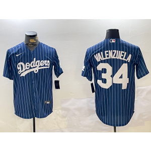 MLB Dodgers 34 Toro Valenzuela Blue Nike Cool Base Men Jersey
