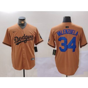 MLB Dodgers 34 Toro Valenzuela Brown Nike Cool Base Men Jersey