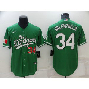 MLB Dodgers 34 Toro Valenzuela Green Mexico Nike Cool Base Men Jersey