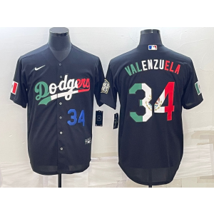 MLB Dodgers 34 Toro Valenzuela Mexican Black Jersey