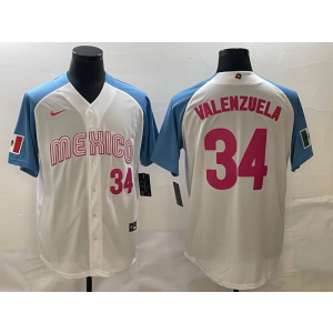 MLB Dodgers 34 Toro Valenzuela Mexican Blue Nike Cool Base Men Jersey