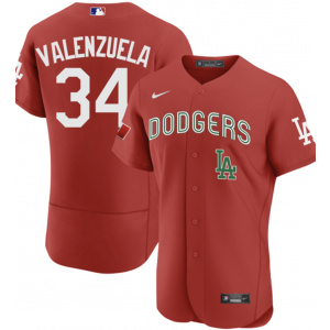 MLB Dodgers 34 Toro Valenzuela Mexico Theme Mexican Heritage Red Flexbase Men Jersey