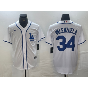 MLB Dodgers 34 Toro Valenzuela White Nike Cool Base Men Jersey