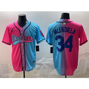 MLB Dodgers 34 Valenzuela New Fashion Nike Cool Base Men Jersey