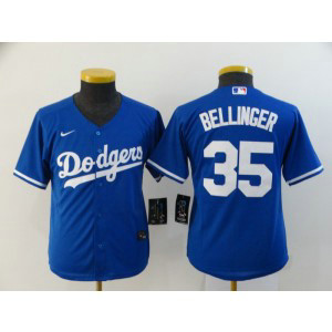 MLB Dodgers 35 Cody Bellinger Blue Cool Base Nike Youth Jersey