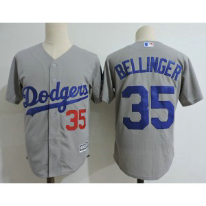 MLB Dodgers 35 Cody Bellinger Gray Cool Base Men Jersey
